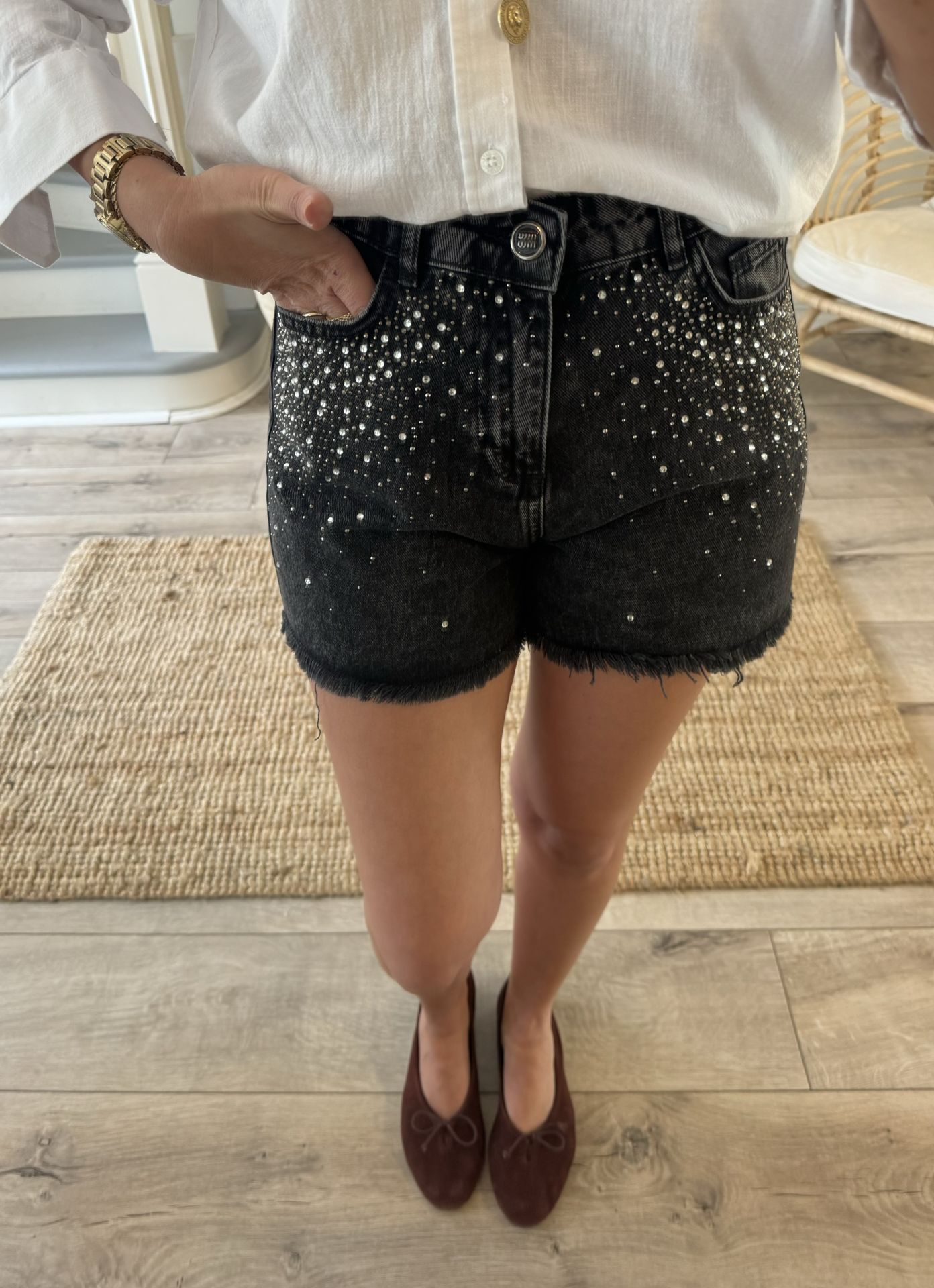 Taşlı miu şort