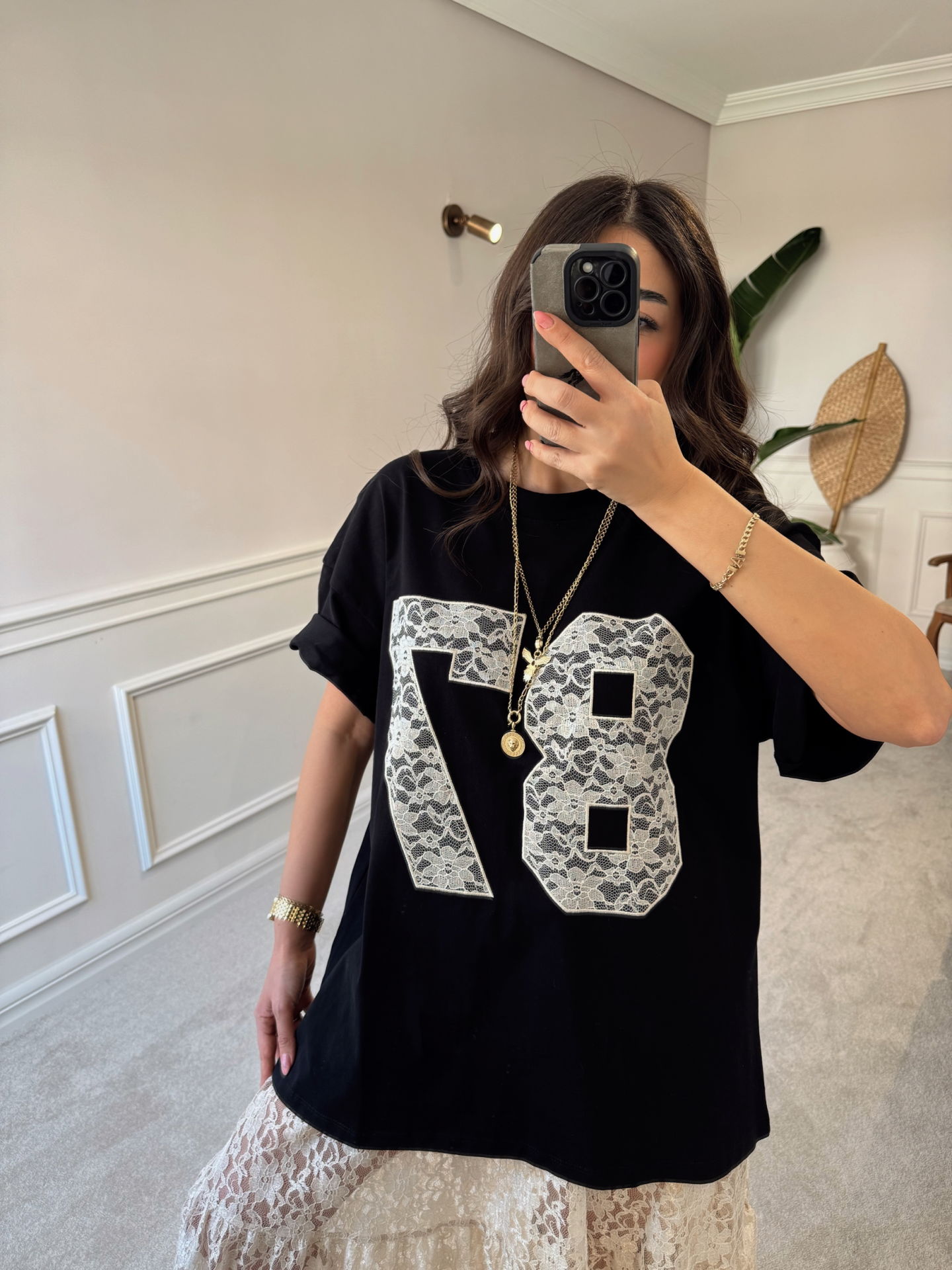Dantel detay tshirt