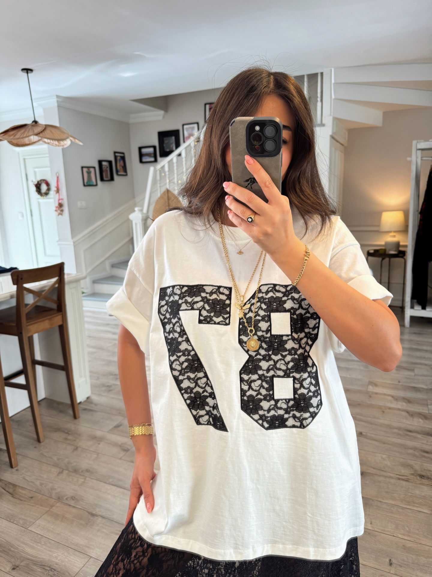 Dantel detay tshirt
