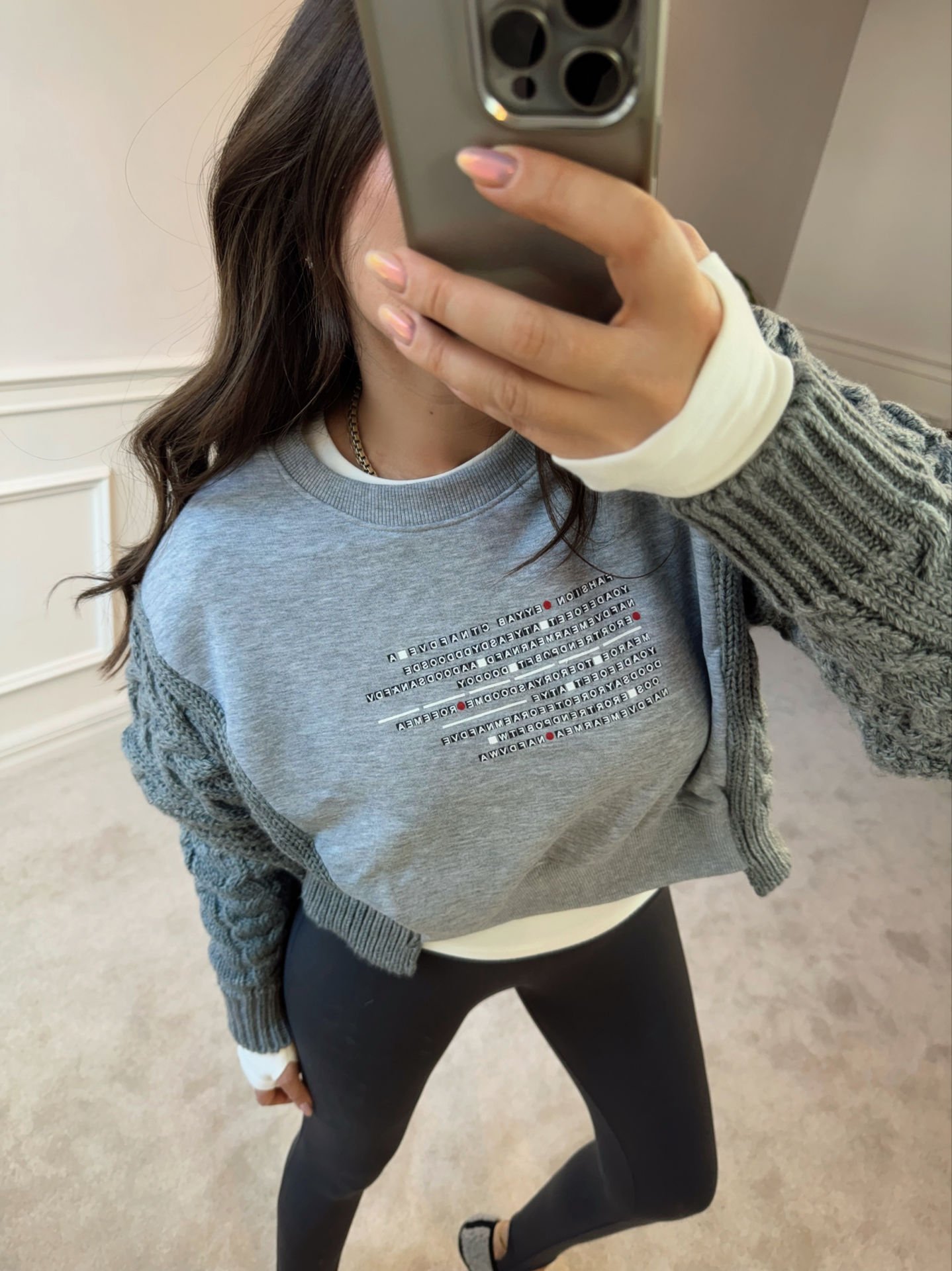 Triko detaylı crop sweat