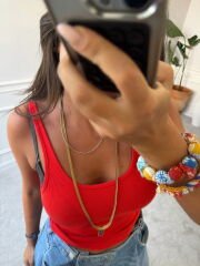 Kaşkorse U Yaka Fitilli Atlet Narçiçeği