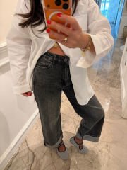 Katlamalı antrasit jean