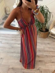 Bikini Yaka Bohem Elbise