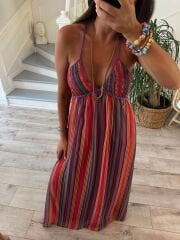 Bikini Yaka Bohem Elbise