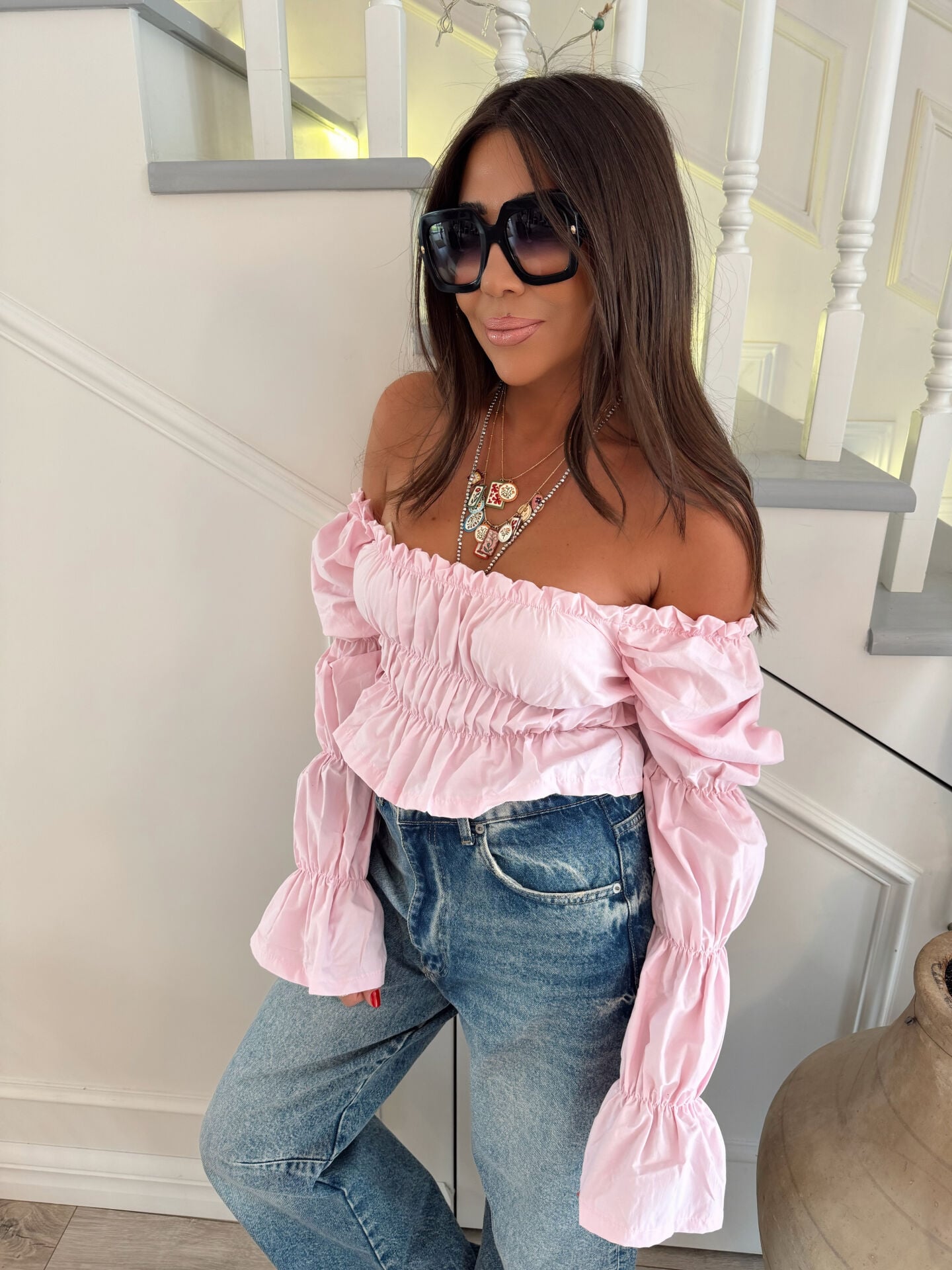 MADONNA YAKA LASTİKLİ BLUZ