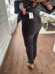Zara likralı boyfit kahve jean