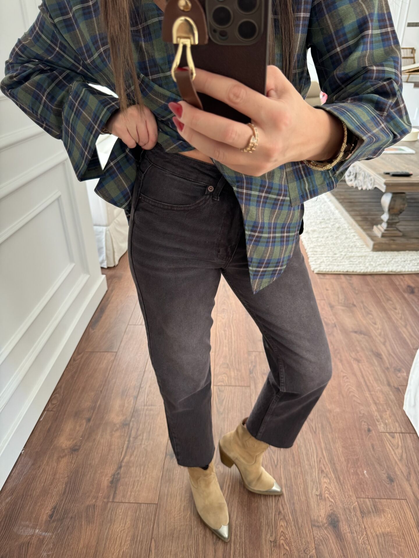 Zara likralı boyfit kahve jean