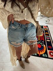 Eskitme Püsküllü Şort