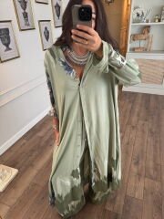 Pamuklu kumaş tunik & pantolon takım