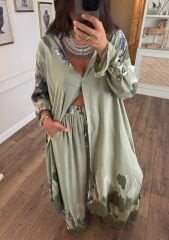 Pamuklu kumaş tunik & pantolon takım