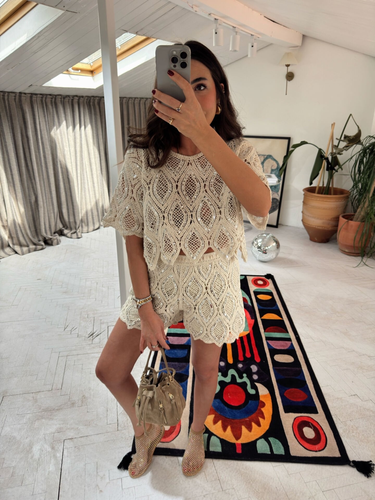 İthal Crochet Payetli Takım