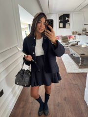 Lacivert kırçıllı kaşmir ceket