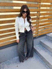 Fermuar detay yumoş hırka