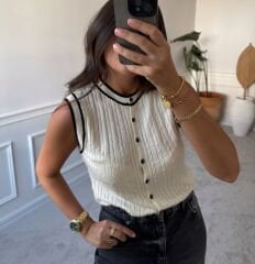 Biyeli triko süveter