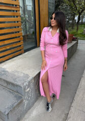 PEMBE TRİKO ELBİSE