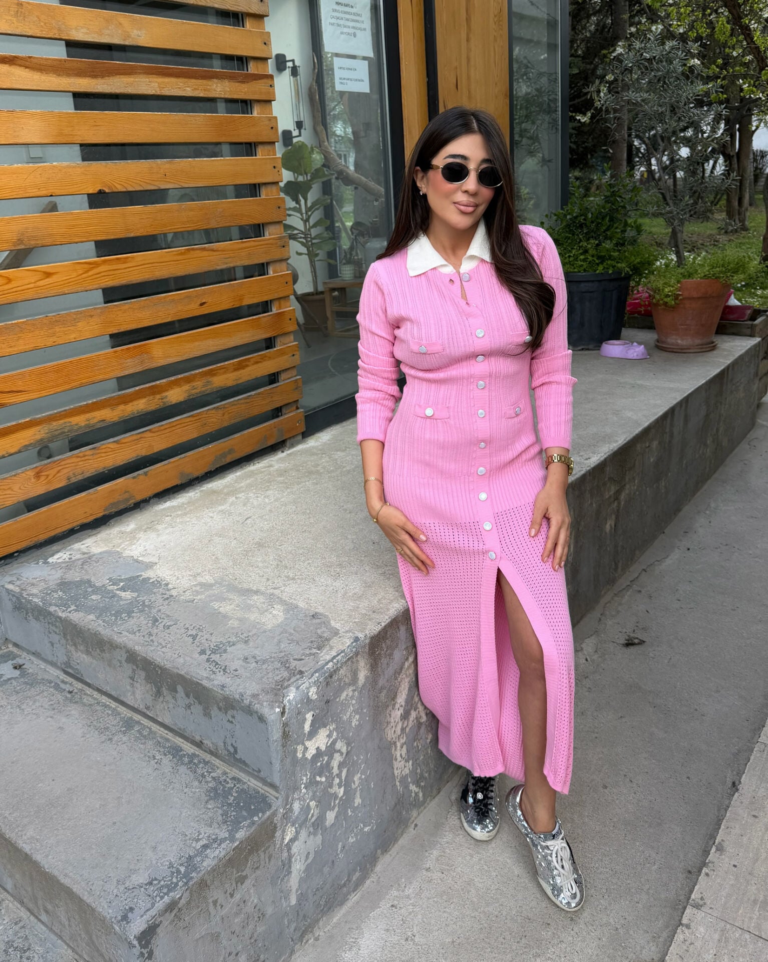 PEMBE TRİKO ELBİSE