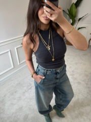 Halter yaka triko bluz