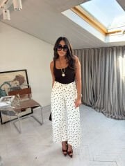 Culotte Kahve Puantiyeli Jean