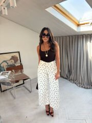 Culotte Kahve Puantiyeli Jean
