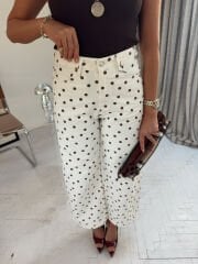 Culotte Kahve Puantiyeli Jean