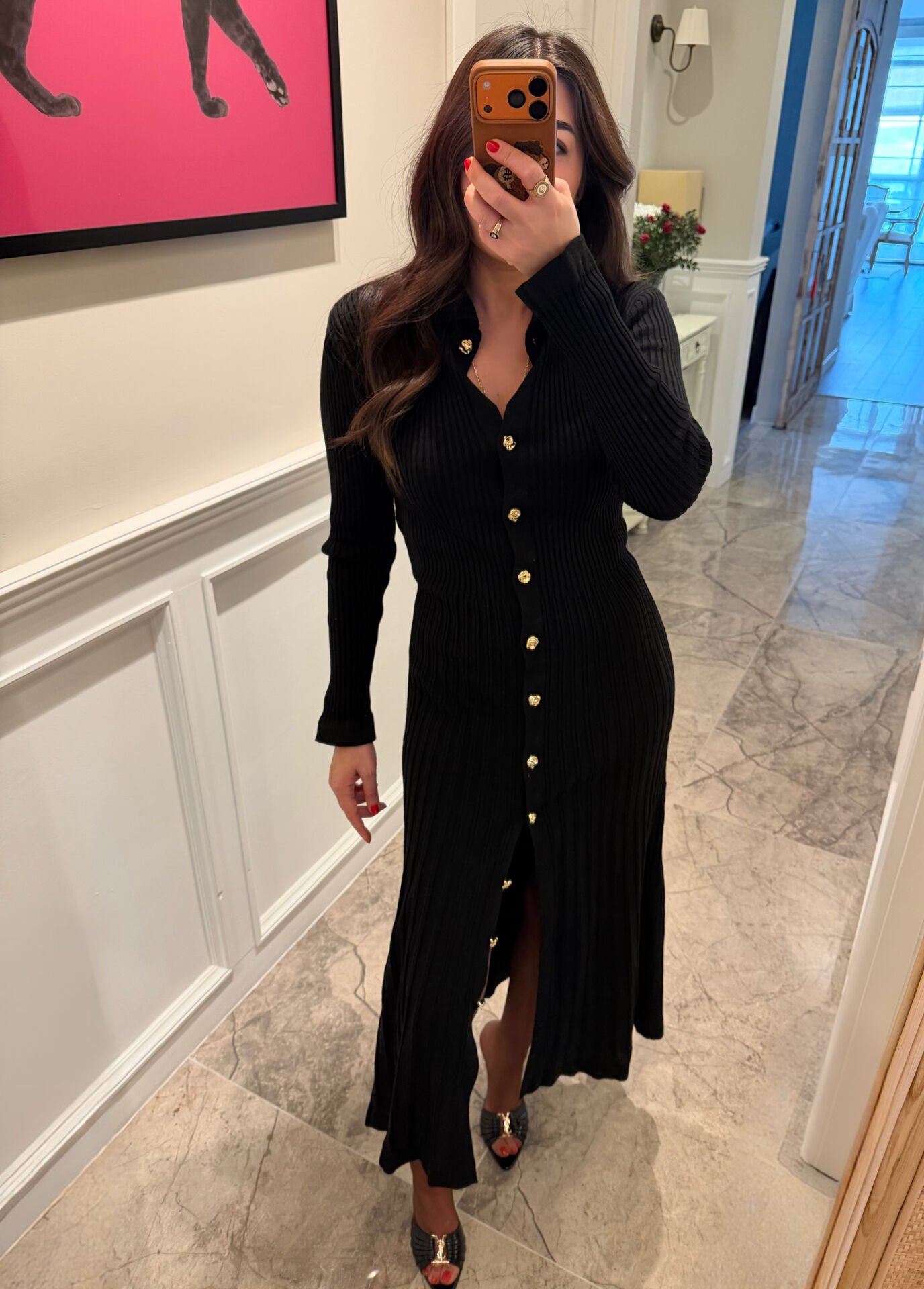 Düğmeli Triko Elbise