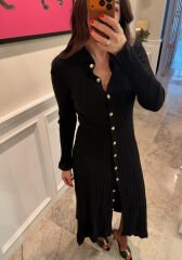 Düğmeli Triko Elbise