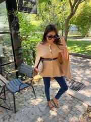 Pelerin Camel Hırka Ceket