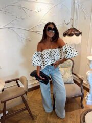 Poplin Puantiyeli Bluz