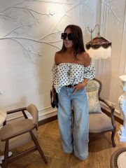 Poplin Puantiyeli Bluz