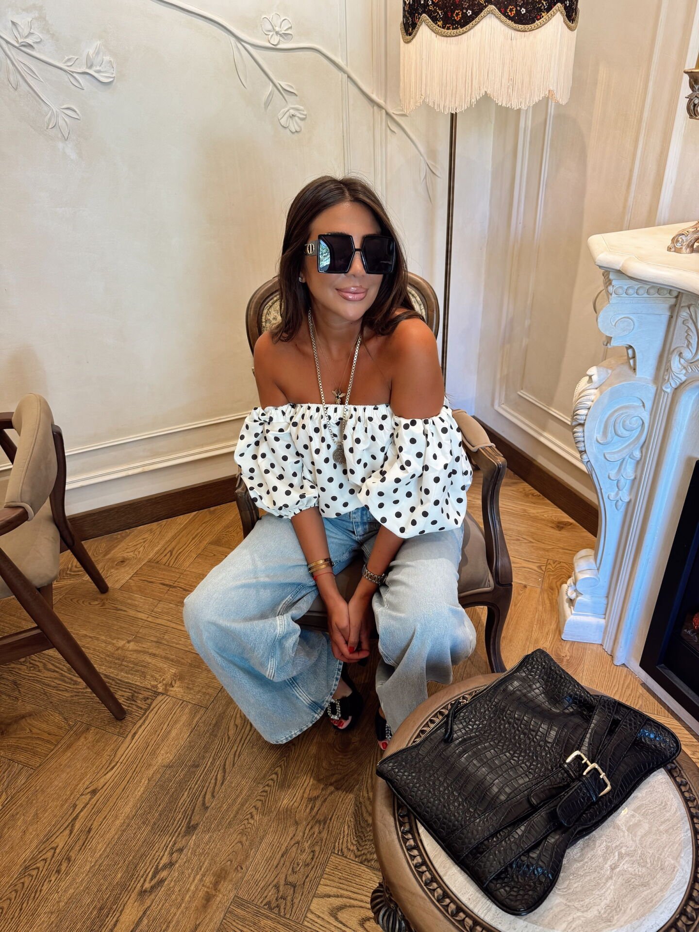 Poplin Puantiyeli Bluz