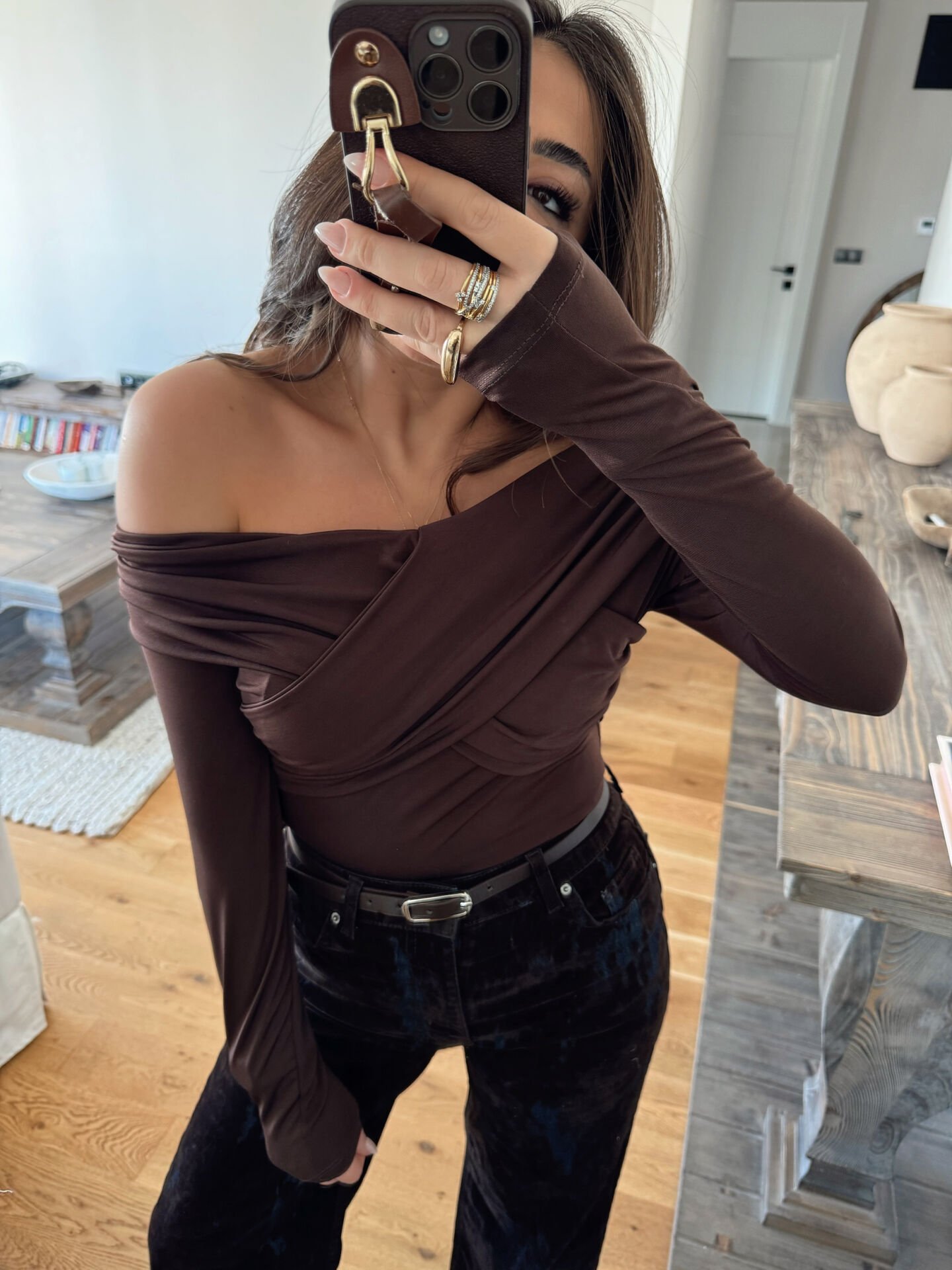 Sandy acı kahve bluz