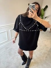 Zımbalı ve Vatkalı Tshirt Elbise