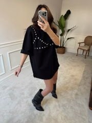 Zımbalı ve Vatkalı Tshirt Elbise