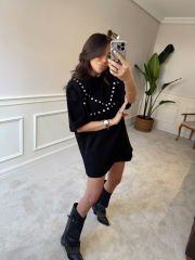 Zımbalı ve Vatkalı Tshirt Elbise