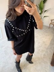 Zımbalı ve Vatkalı Tshirt Elbise