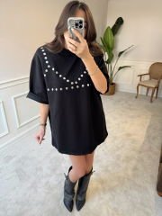 Zımbalı ve Vatkalı Tshirt Elbise