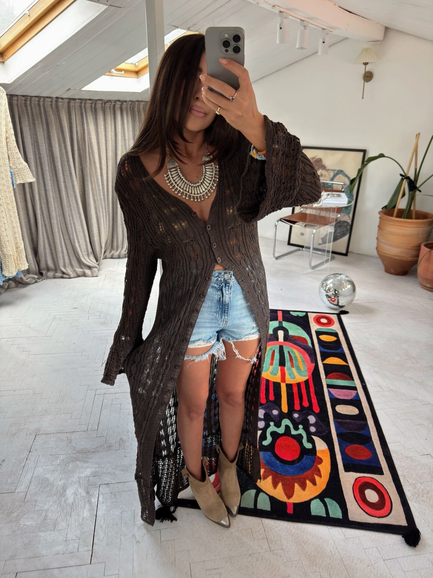 Merserize Kimono Elbise Kahve