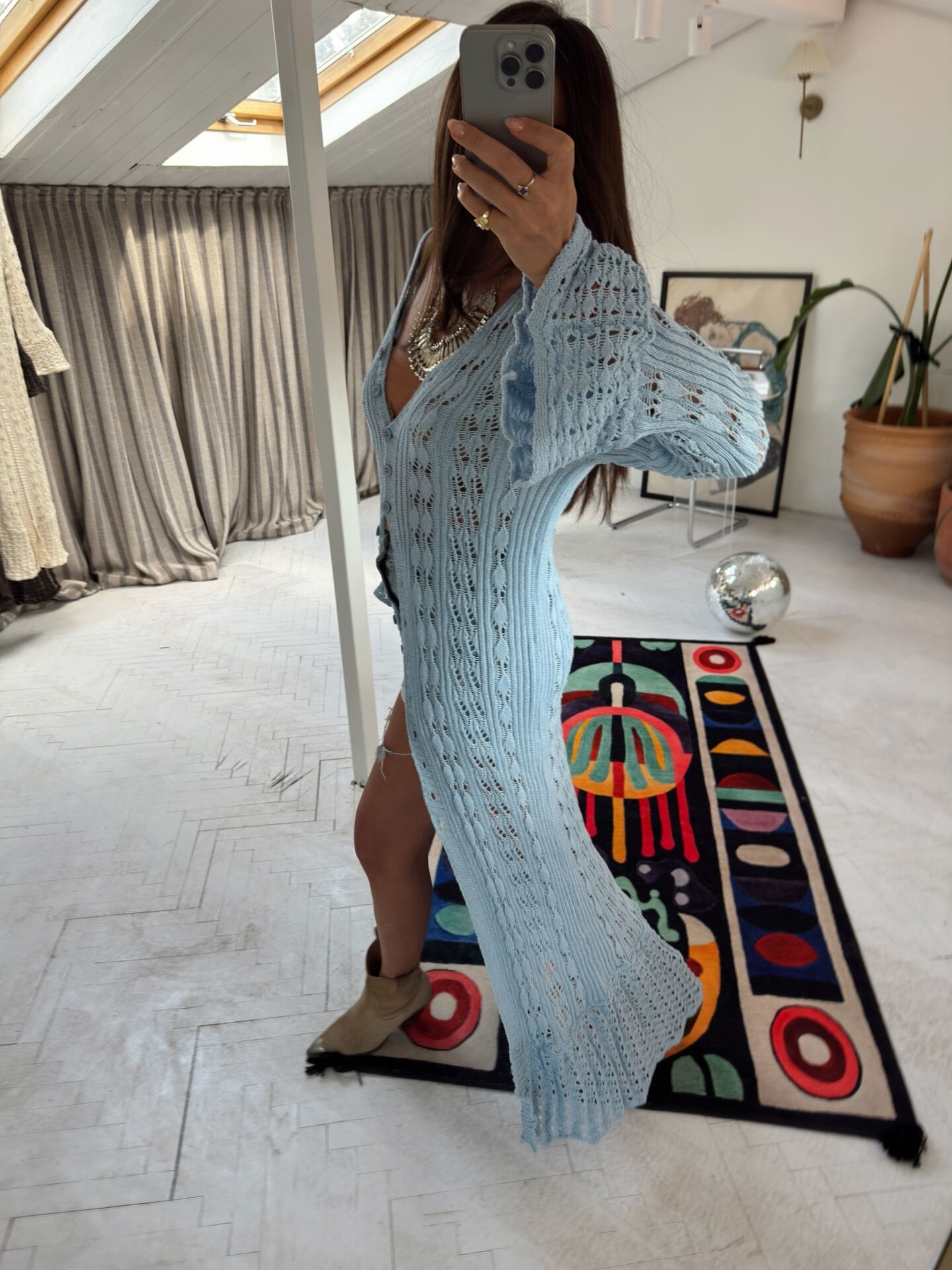 Merserize Kimono Elbise Bebe Mavi