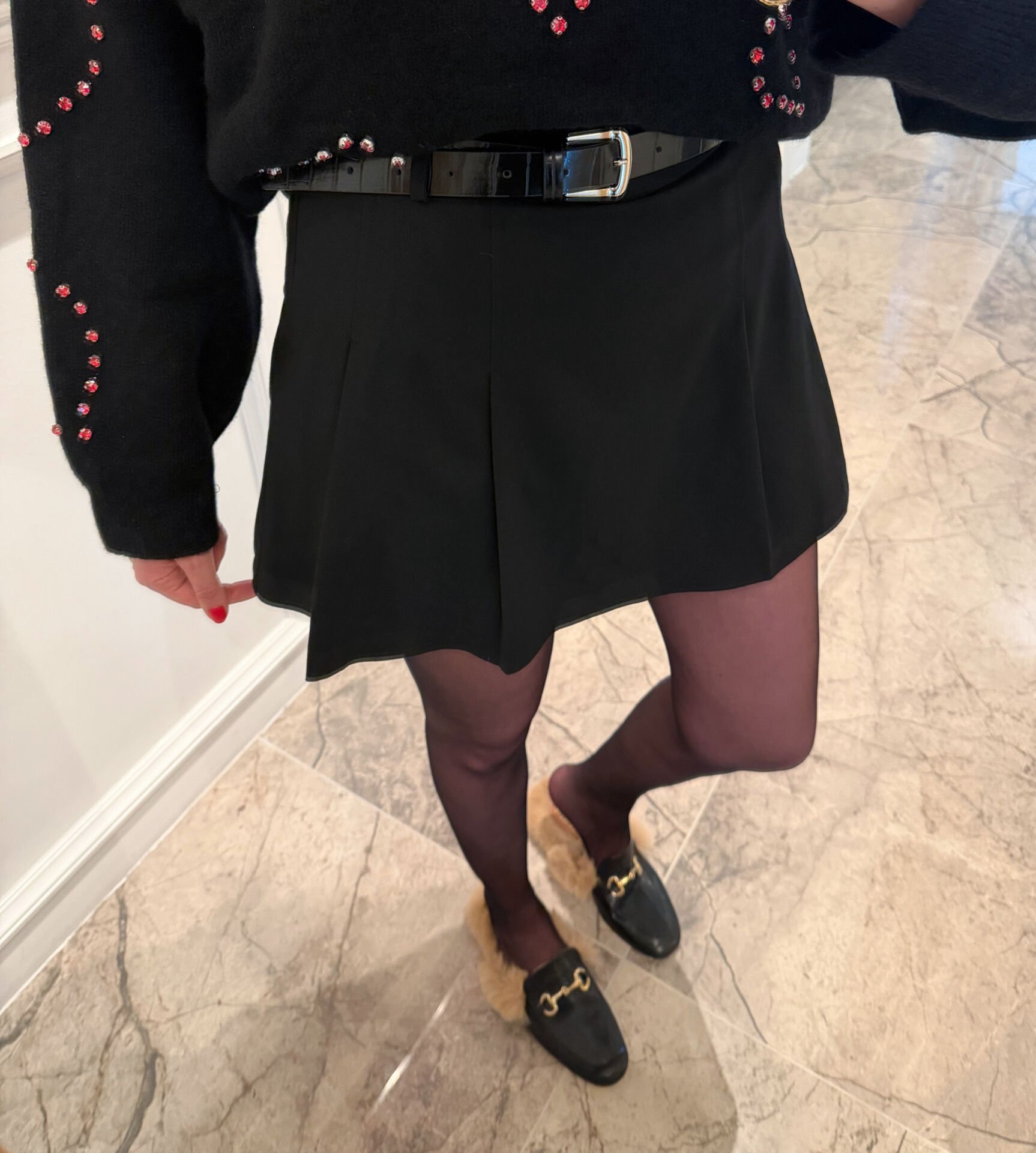 Kemerli şortlu etek