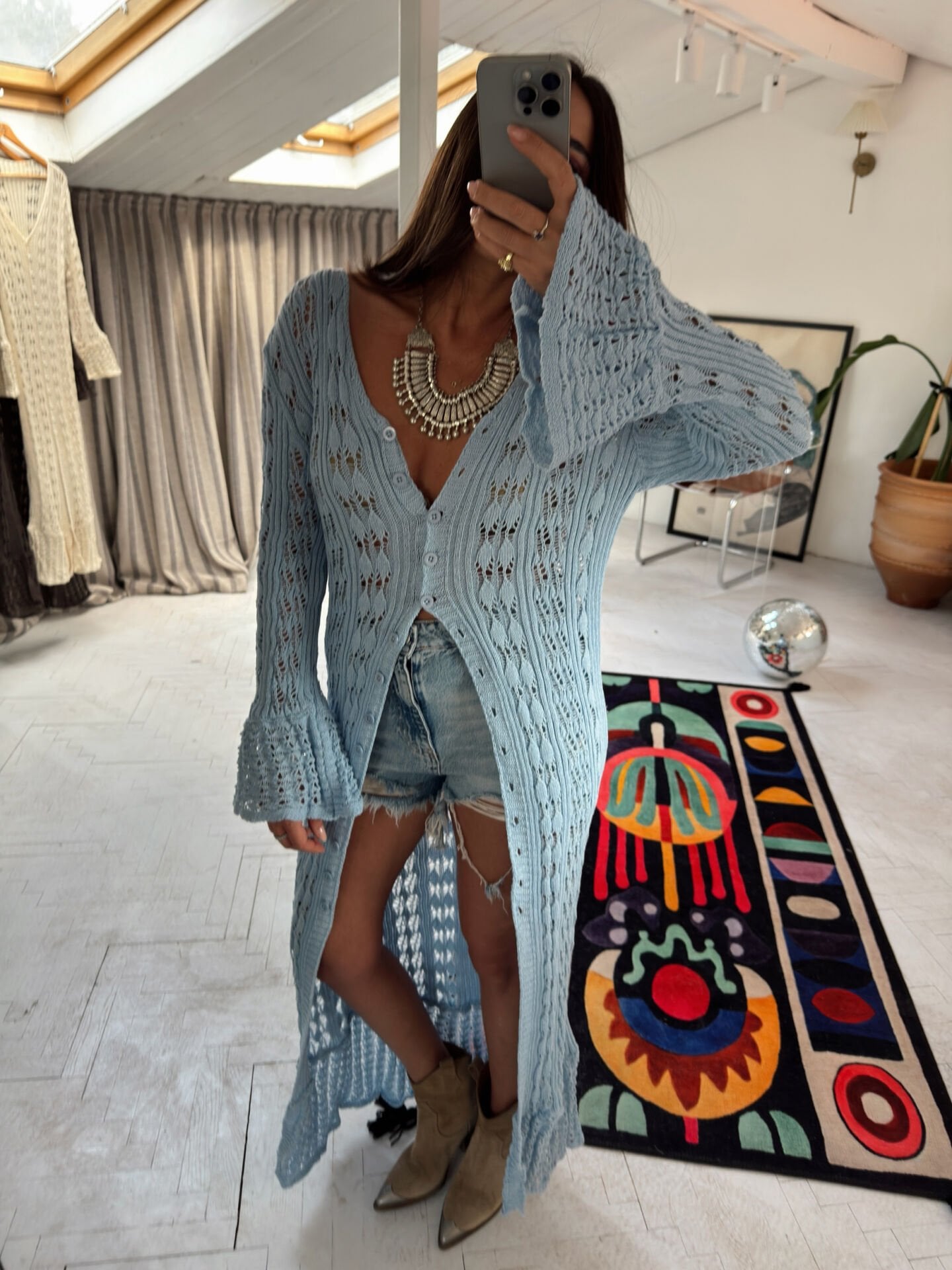 Merserize Kimono Elbise Bebe Mavi