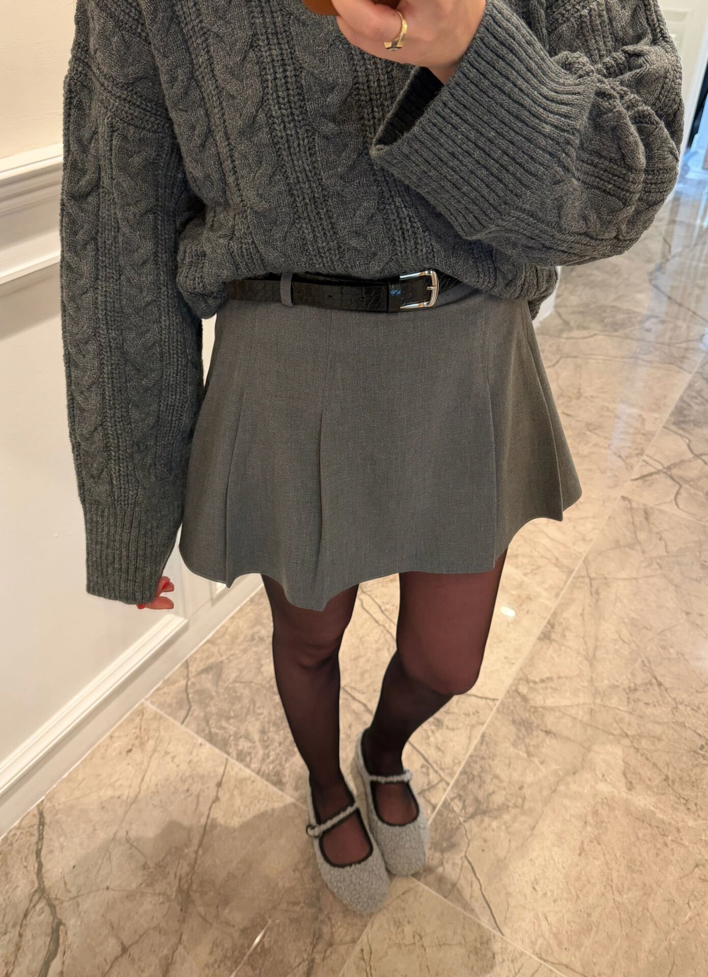 Kemerli, içi şortlu etek