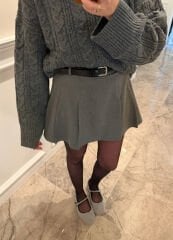 Kemerli, içi şortlu etek