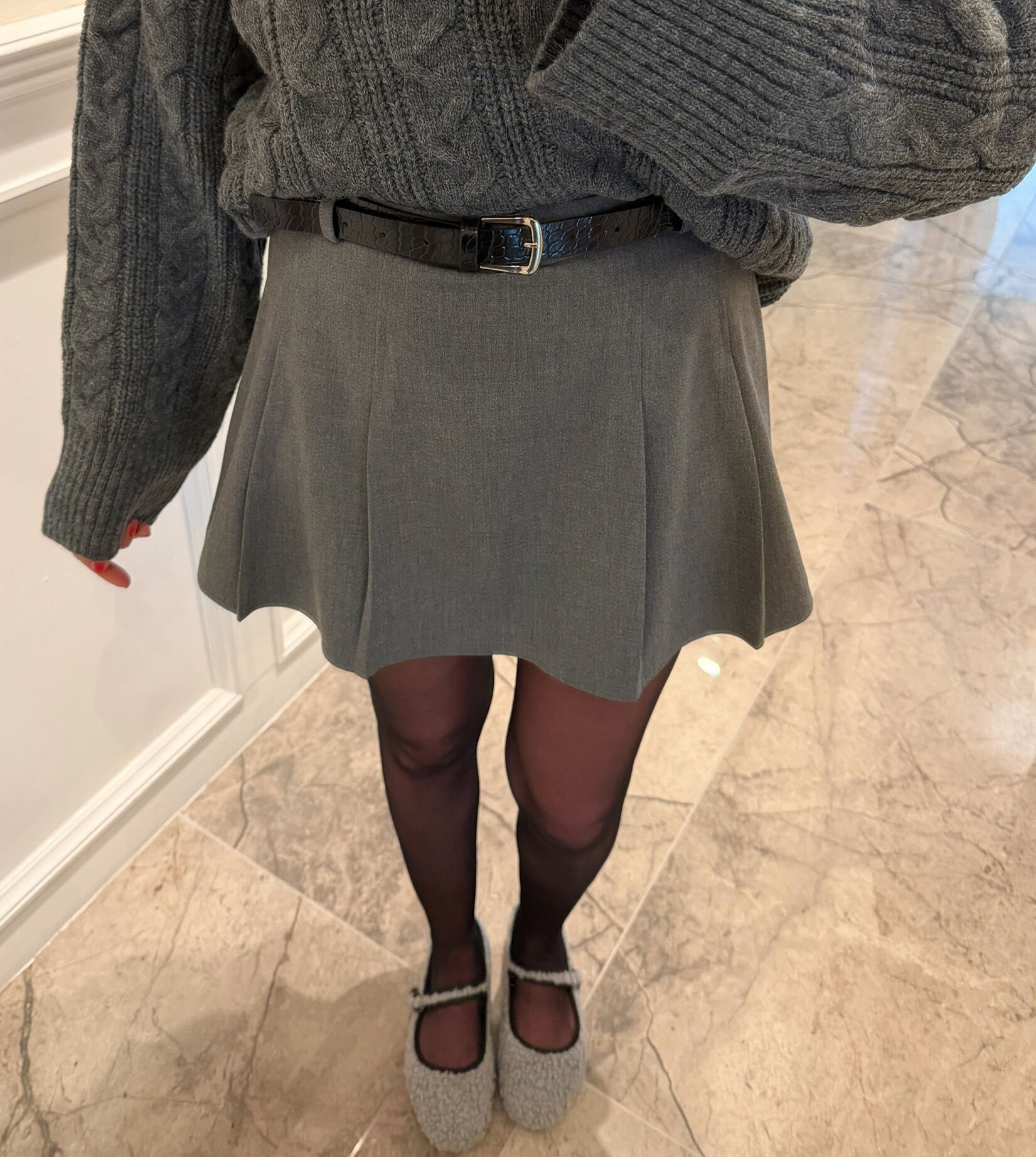 Kemerli, içi şortlu etek