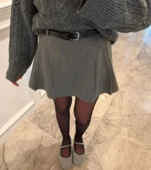 Kemerli, içi şortlu etek