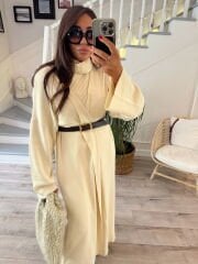 Taş merserize elbise& hırka 2’li takım