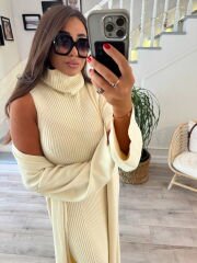 Taş merserize elbise& hırka 2’li takım