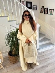 Taş merserize elbise& hırka 2’li takım