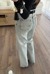 Süet kemerli fit jean