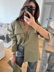 Army çift cepli poplin gömlek