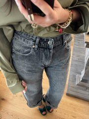 Yıkamalı wide leg katlama paçalı jean